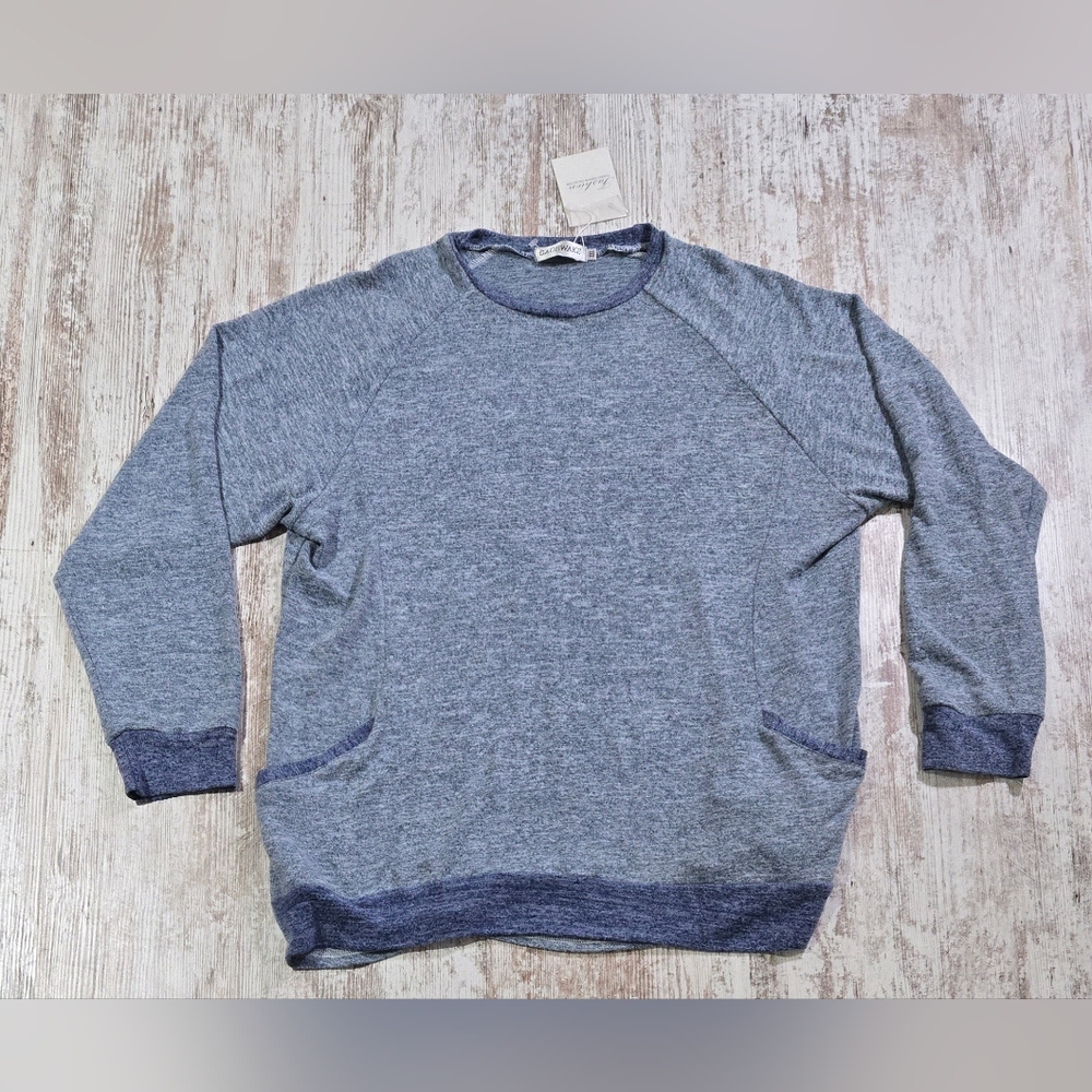 Gadewake Casual Heather Blue Knit Sweatshirt With Pockets XXL